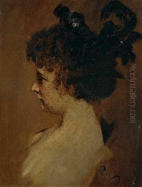 Portrait Einer Jungenfrau Oil Painting by Ferdinand Leeke