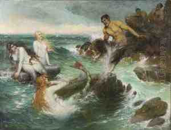 The Mermaids Oil Painting by Ferdinand Leeke