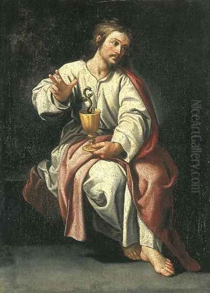 Saint John the Evangelist and the poisoned chalice Oil Painting by Alonso Cano