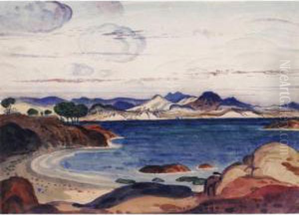 The Coast At Cavtat, Yugoslavia Oil Painting by Derwent Lees