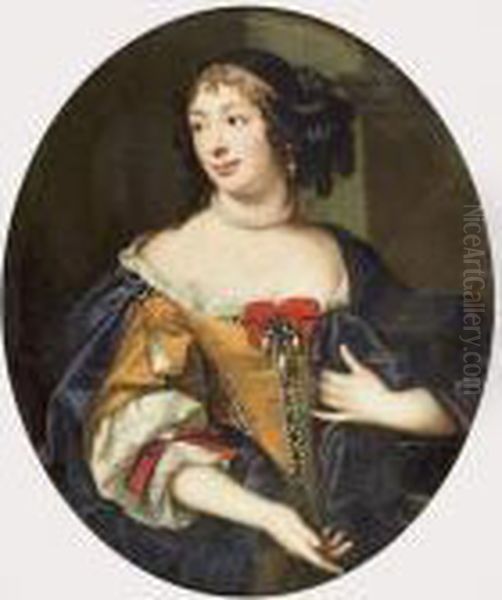 Portrait D'une Jeune Femme En Buste Oil Painting by Claude Lefebvre