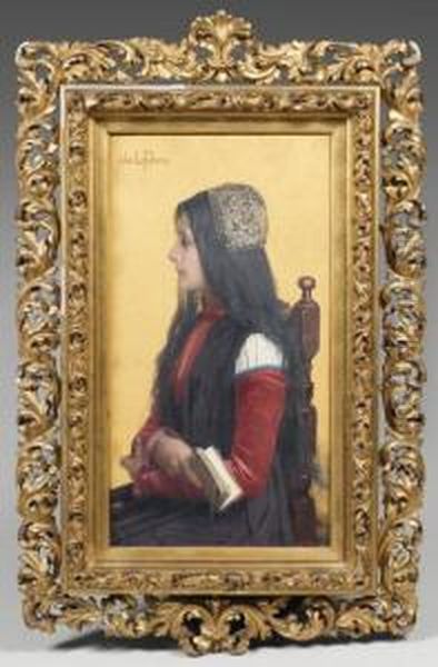 Portrait Presume De Genevieve Horteloup Oil Painting by Jules Joseph Lefebvre