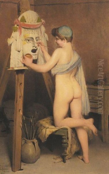 La Comedie Panneau Parquete Oil Painting by Jules Joseph Lefebvre