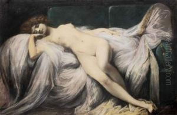 Femme Nue Allongee Oil Painting by Jules Joseph Lefebvre