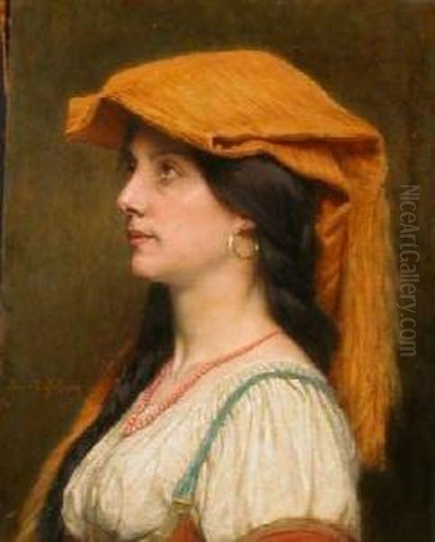 Woman In Profile Oil Painting by Jules Joseph Lefebvre