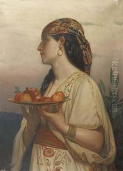 An Italian Beauty Bearing Fruits Oil Painting by Jules Joseph Lefebvre