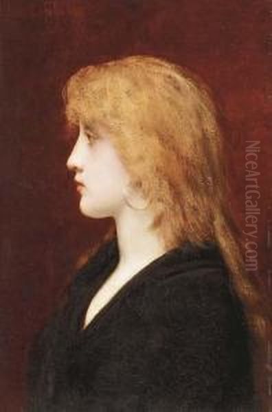 A Young Girl In Profile Oil Painting by Jules Joseph Lefebvre