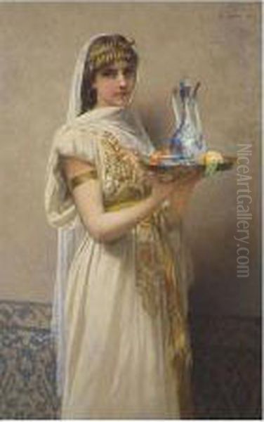 Serving Tea Oil Painting by Jules Joseph Lefebvre