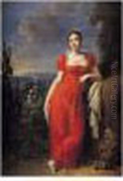 Portrait De Femme Dans Un Paysage Oil Painting by Robert J. Fr. Faust Lefevre