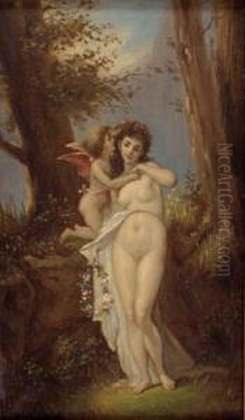 Venus Und Amor Oil Painting by Franz Lefler