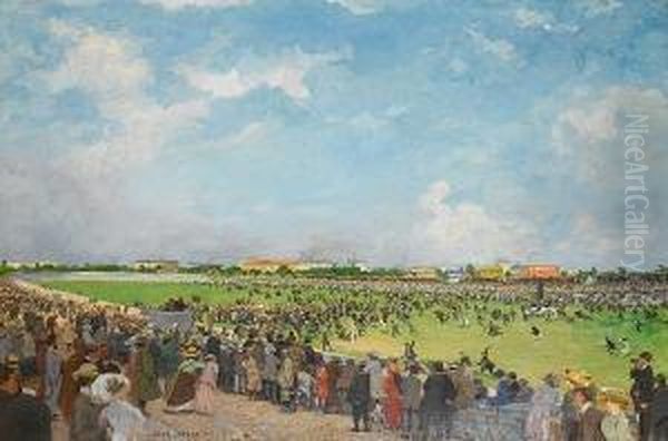 At The 'parc Des Princes, Paris' Oil Painting by Jean Lefort