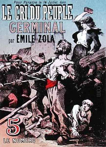 Poster advertising the publication of Germinal Oil Painting by Leon Choubrac