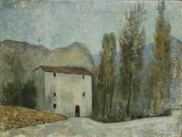 Casa Con Pioppi Oil Painting by Achille Lega