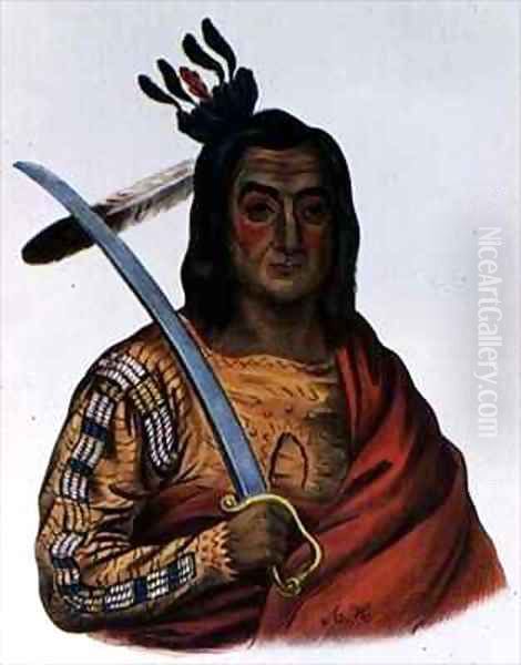 Mou Ka Ush Ka or The Trembling Earth a Yankton Sioux Chief Oil Painting by George Cooke