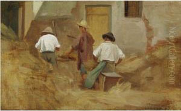 Battitori Di Fieno Oil Painting by Silvestro Lega