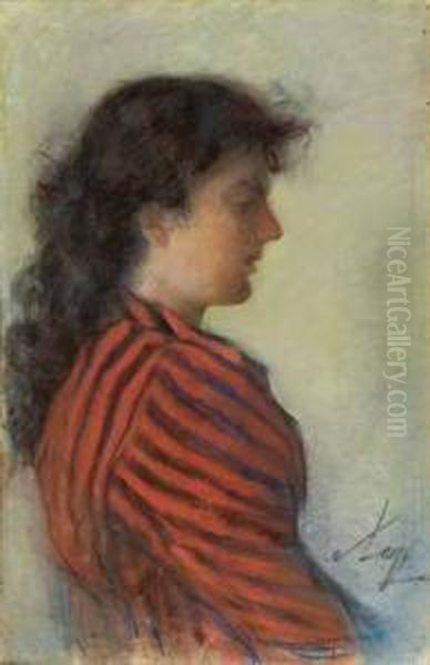 Profilo Di Giovane Donna Oil Painting by Silvestro Lega