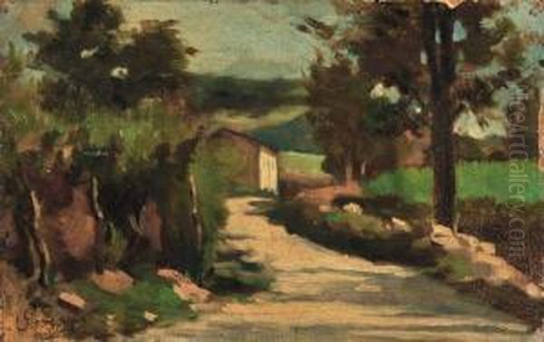 Strada Di Campagna E Casolare Oil Painting by Silvestro Lega