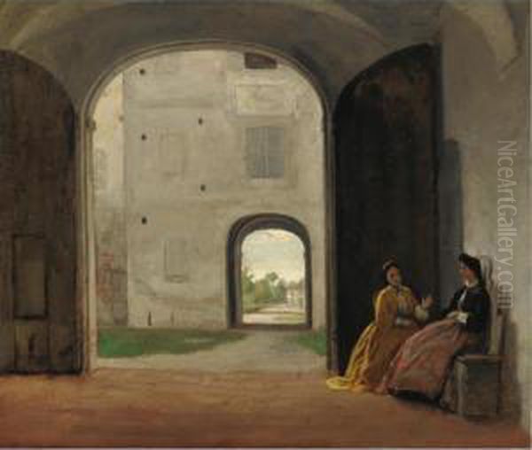 La Conversazione Oil Painting by Silvestro Lega