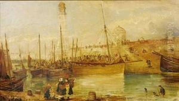 Bait Sale, Newhaven Oil Painting by Alexander Leggett