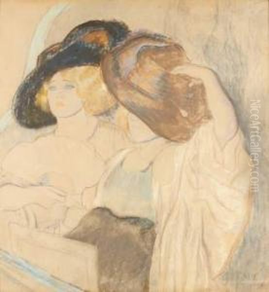 Elegantes Au Chapeau Oil Painting by Louis Legrand