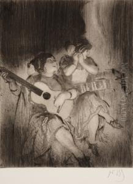 Guitaristes Oil Painting by Louis Legrand