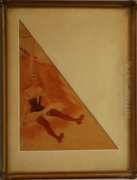 Cabaret Dancer Resting Oil Painting by Louis Auguste M. Legrand