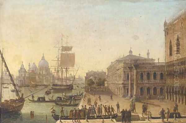 Bidding a fond farewell before the Doge's Palace, Venice Oil Painting by Guiseppe Canella