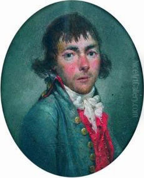 Portrait D'homme A La Redingote Bleue Oil Painting by Etienne-Charles Leguay