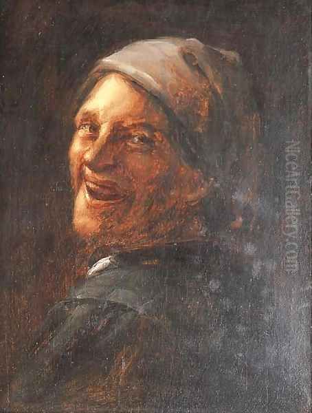 A man laughing, bust-length Oil Painting by Joos van Craesbeeck