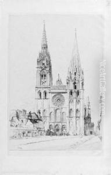 La Cathedrale De Chartres Oil Painting by Gustave Leheutre