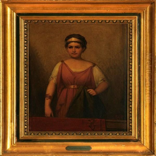 A Greek Woman Oil Painting by Edvard Lehmann