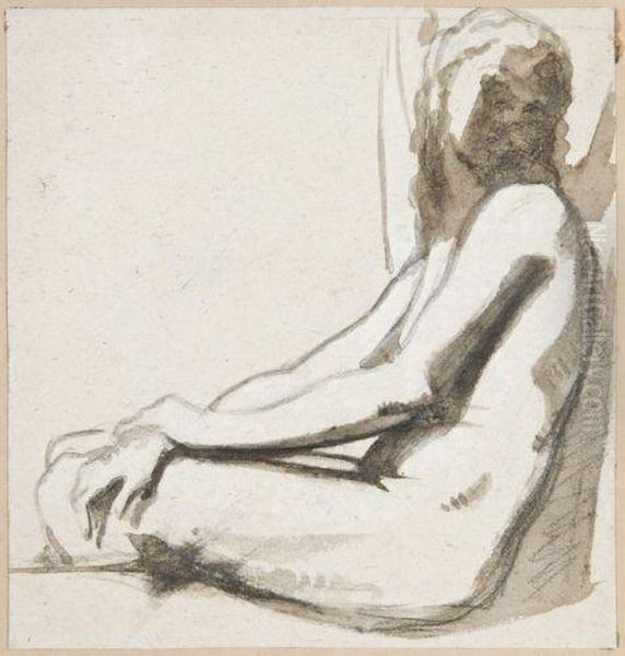 Jeune Femme Nue Assise Oil Painting by Henri Lehmann