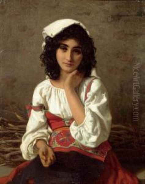 Roman Girl In White Blouse Oil Painting by Henri Lehmann