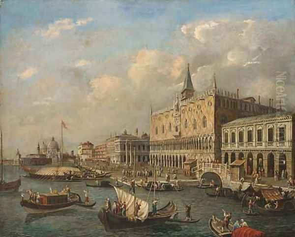 The Bacino di San Marco, Venice, looking West with the Doge's Palace and the Piazzetta Oil Painting by Luca Carlevarijs