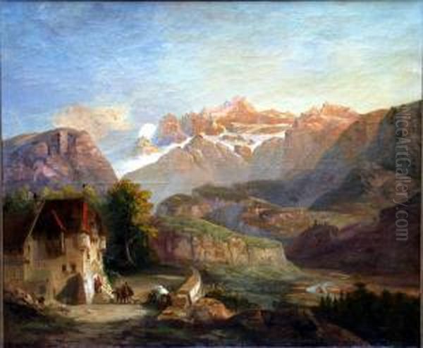 Vue Imaginaire Du Zugspitze Oil Painting by Henri Lehmann