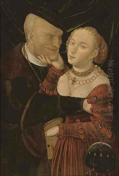 The ill-matched lovers Oil Painting by Lucas The Elder Cranach