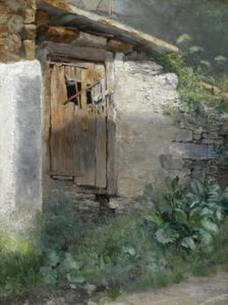 Stable Door Oil Painting by Wilhelm Leibl