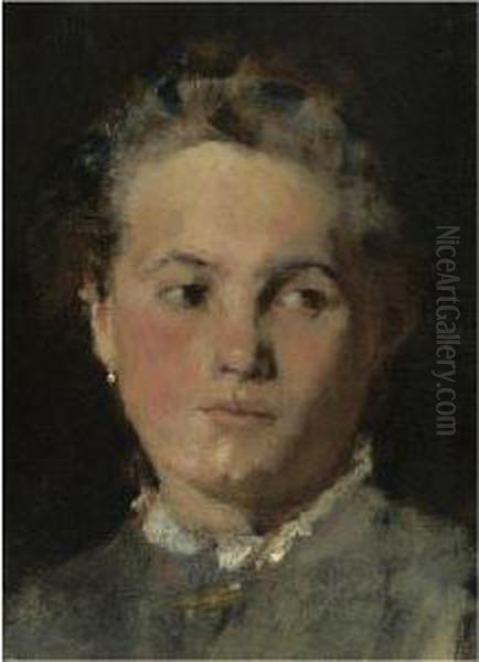 Madchen (portrait Of A Girl) Oil Painting by Wilhelm Leibl