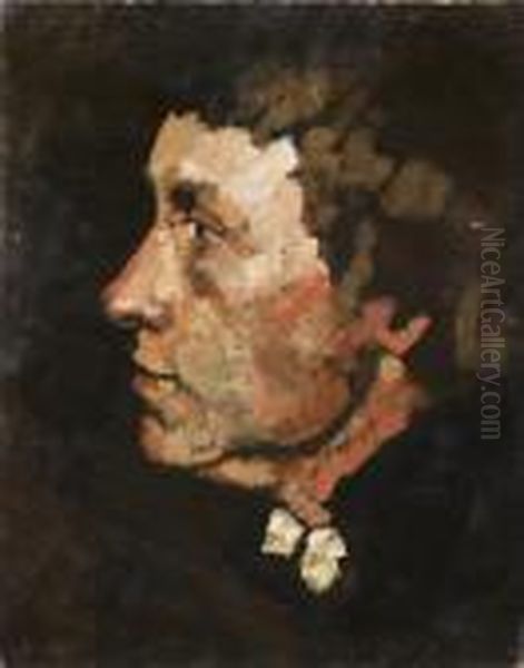 Portrait D'un Jeune Homme De Profil Oil Painting by Wilhelm Leibl