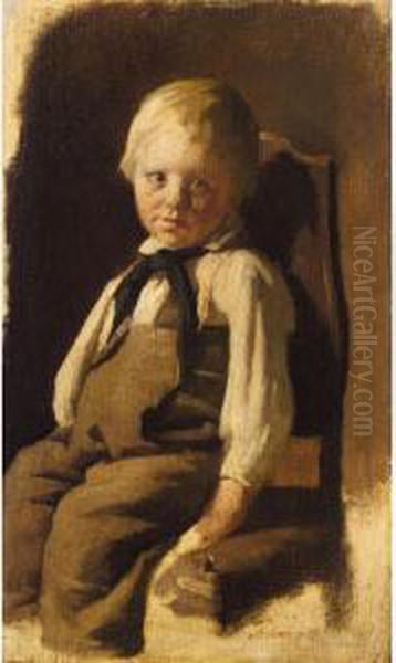 Bauernjunge Auf Einem Stuhl Sitzend (boy On A Chair) Oil Painting by Wilhelm Leibl