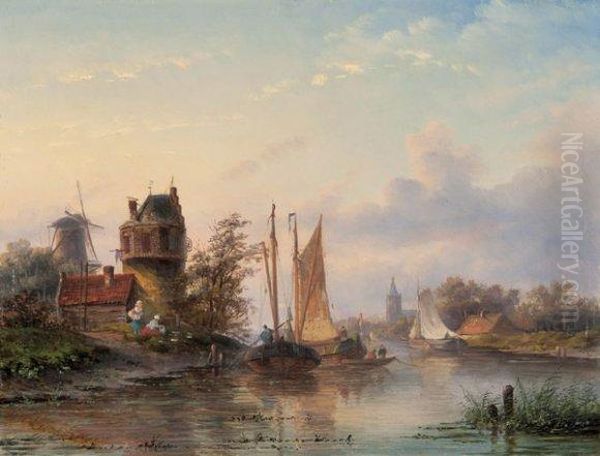 Paysage Anime Oil Painting by Charles Henri Leickert