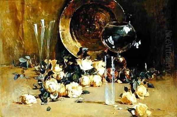 Yellow Roses Oil Painting by Emil Carlson