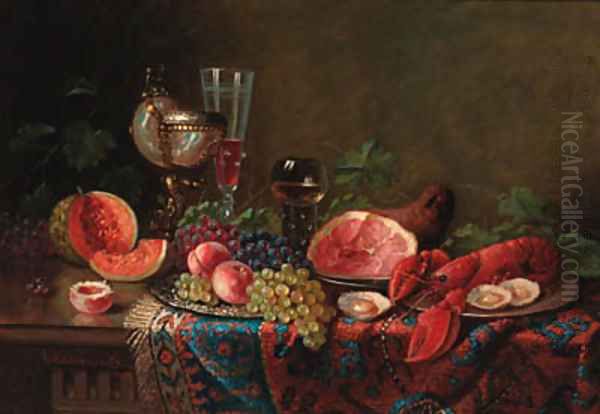 A table set for a feast Oil Painting by Ernst Czernotzky