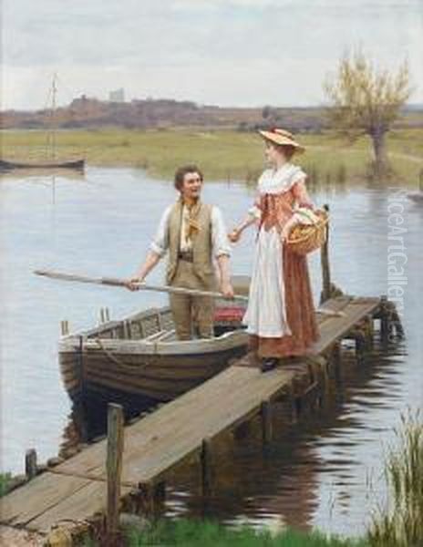 An Apple For The Boatman Oil Painting by Edmund Blair Blair Leighton