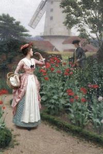 A Garden Of Poppies Oil Painting by Edmund Blair Blair Leighton