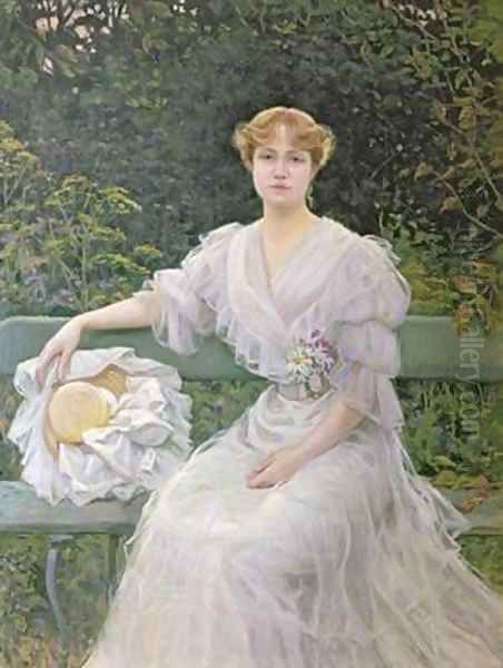 Portrait of Marguerite Durand 1864-1936 Oil Painting by Jules Cayron