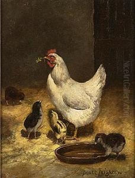 Hen And Chickens Oil Painting by Scott Leighton