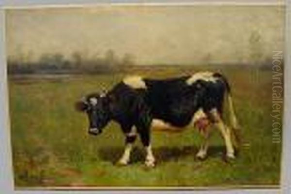 Cow In Pasture Oil Painting by Scott Leighton