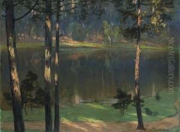 Einsamer Waldteich Oil Painting by Walter Leistikow