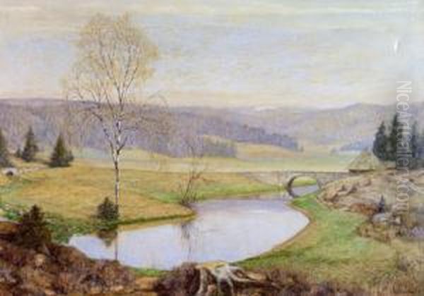 Hochgelegene Fluslandschaft Oil Painting by Thomas Leitner